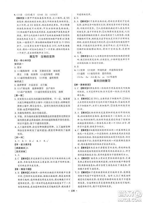 海南出版社2021新课程同步练习册八年级生物下册人教版答案