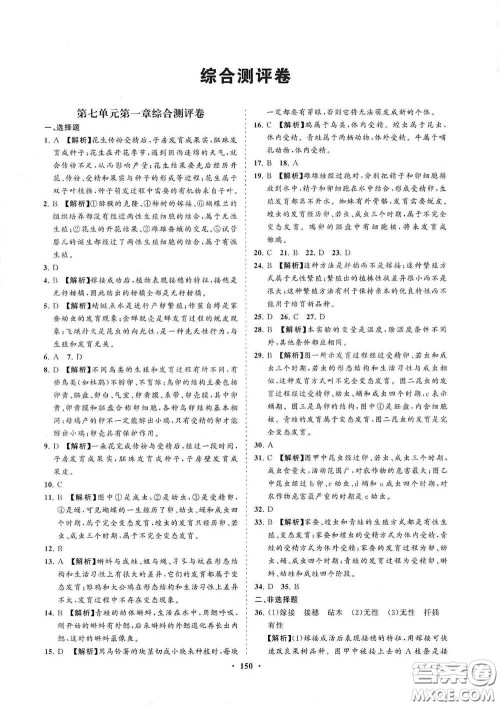 海南出版社2021新课程同步练习册八年级生物下册人教版答案