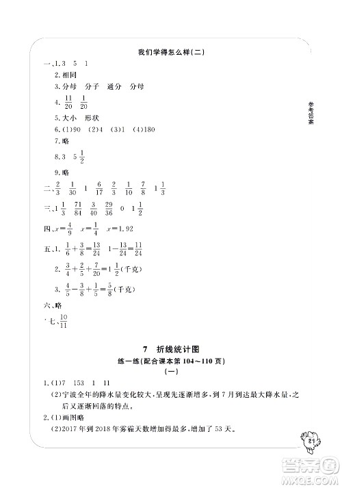 宁波出版社2021学习方法指导丛书数学五年级下册人教版答案