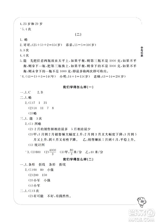 宁波出版社2021学习方法指导丛书数学五年级下册人教版答案