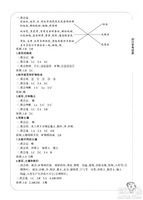 宁波出版社2021学习方法指导丛书科学四年级下册教科版答案