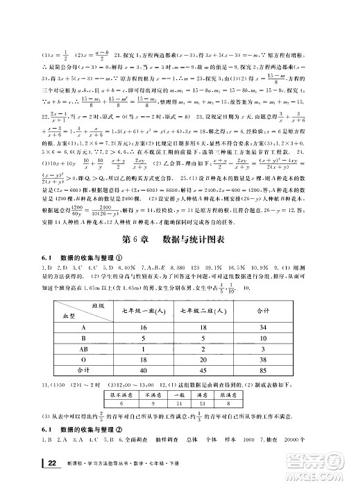 宁波出版社2021学习方法指导丛书数学七年级下册浙教版答案 宁波出版社2021学习方法指导丛书数学七年级下册浙教版答案
