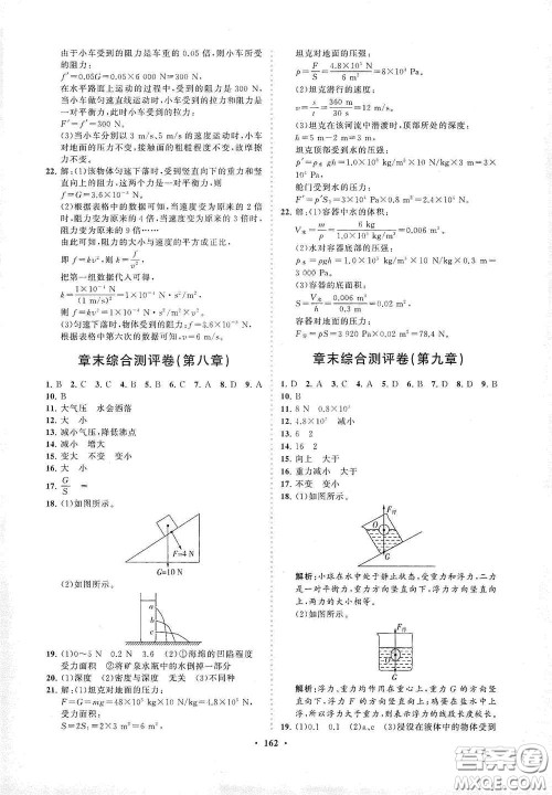 海南出版社2021新课程同步练习册八年级物理下册沪科版答案