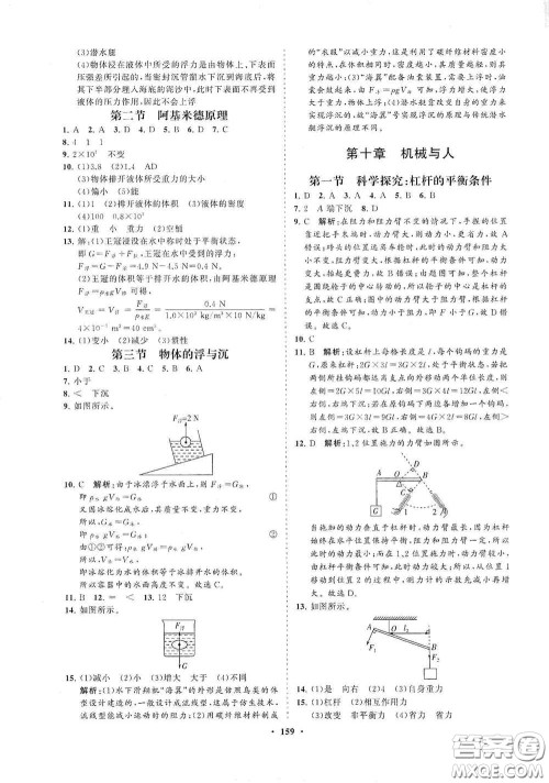 海南出版社2021新课程同步练习册八年级物理下册沪科版答案