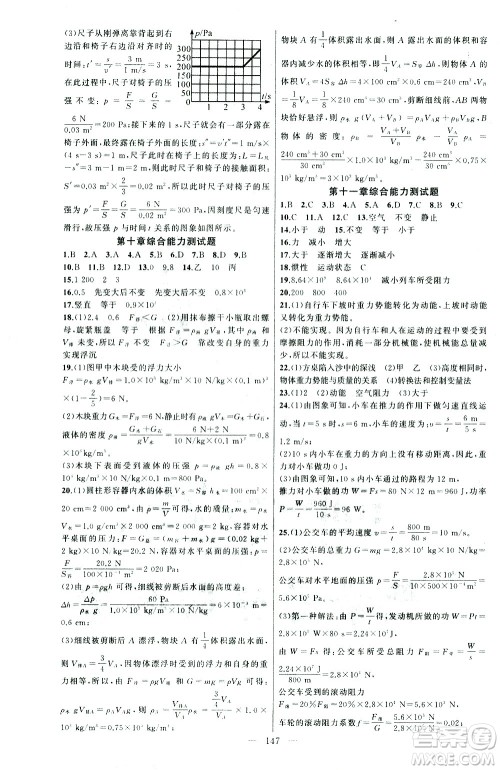新疆青少年出版社2021黄冈100分闯关物理八年级下人教版答案 新疆青少年出版社2021黄冈100分闯关物理八年级下人教版答案