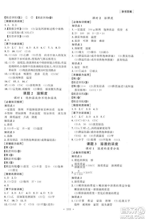 山东人民出版社2021初中同步练习册九年级化学下册人教版答案