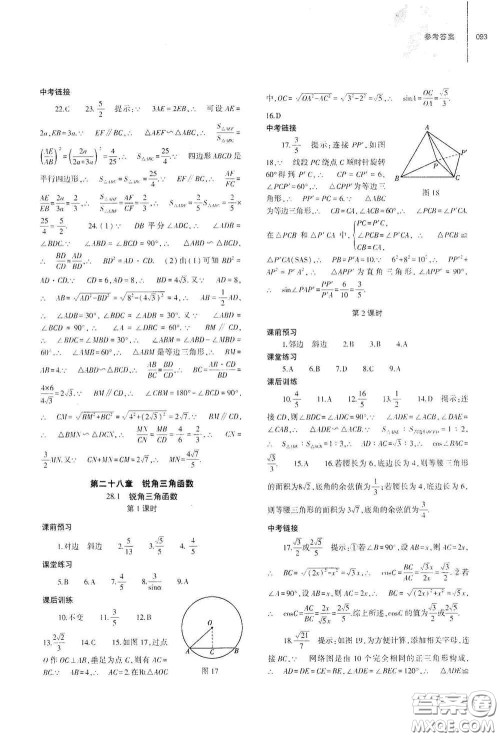 大象出版社2021初中同步练习册九年级数学下册人教版山东专版答案