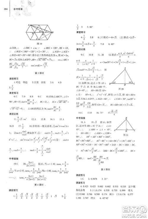 大象出版社2021初中同步练习册九年级数学下册人教版山东专版答案