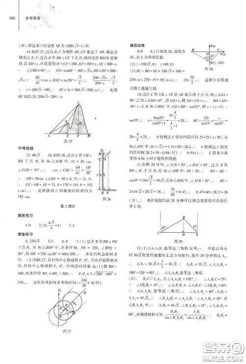 大象出版社2021初中同步练习册九年级数学下册人教版山东专版答案