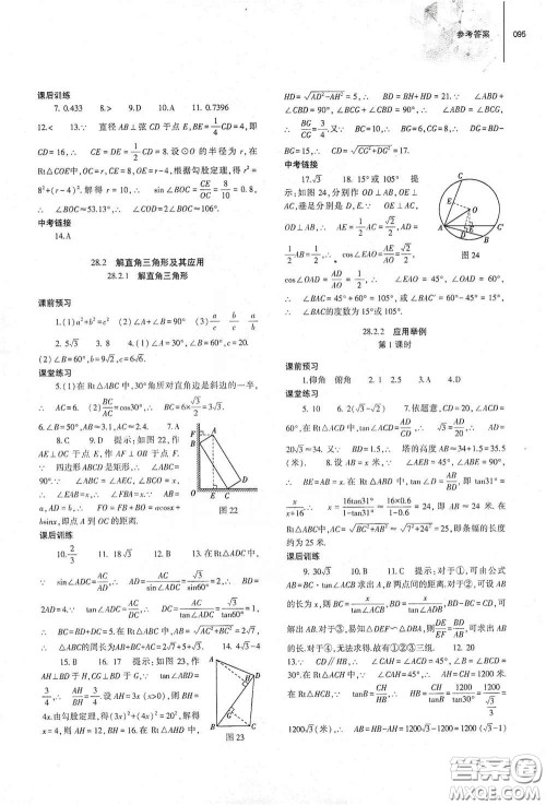 大象出版社2021初中同步练习册九年级数学下册人教版山东专版答案