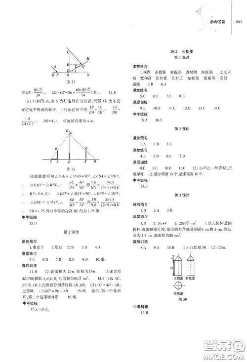 大象出版社2021初中同步练习册九年级数学下册人教版山东专版答案