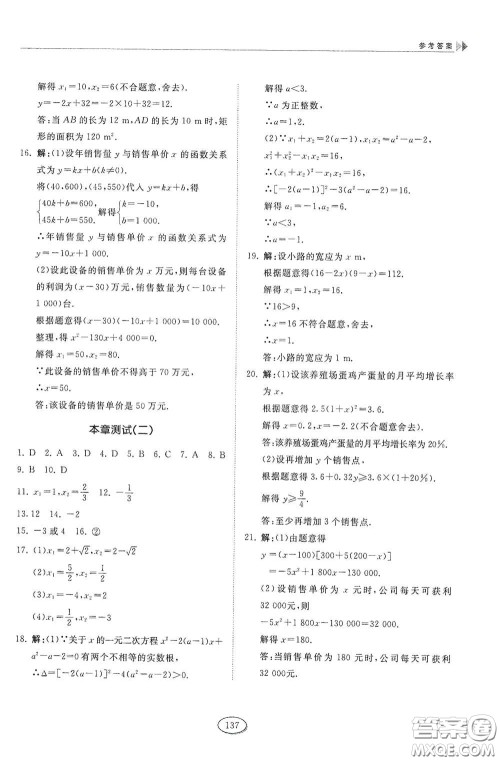 山东科学技术出版社2021初中同步练习册八年级数学下册鲁教版五四学制答案