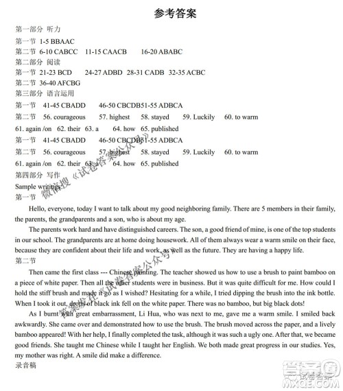 武汉市2021届高中毕业生四月质量检测英语试题及答案 武汉市2021届高中毕业生四月质量检测英语试题及答案