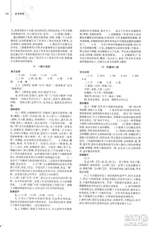 大象出版社2021初中同步练习册七年级语文下册人教版山东省内答案