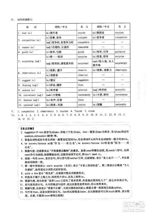 华东师范大学出版社2021华东师大版一课一练七年级英语增强版第二学期答案