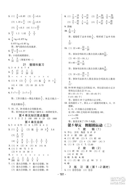 华翰文化2021教与学课时学练测五年级数学下册人教版答案