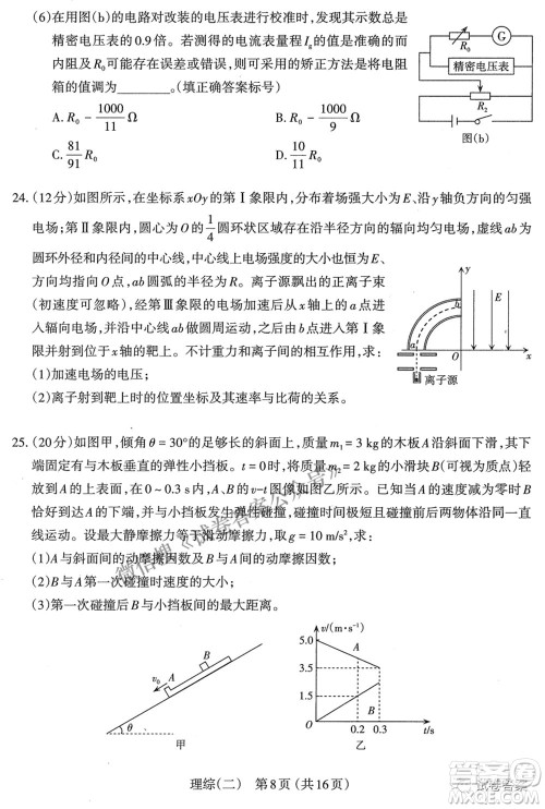太原市2021年高三年级模拟考试二理科综合试卷及答案 太原市2021年高三年级模拟考试二理科综合试卷及答案