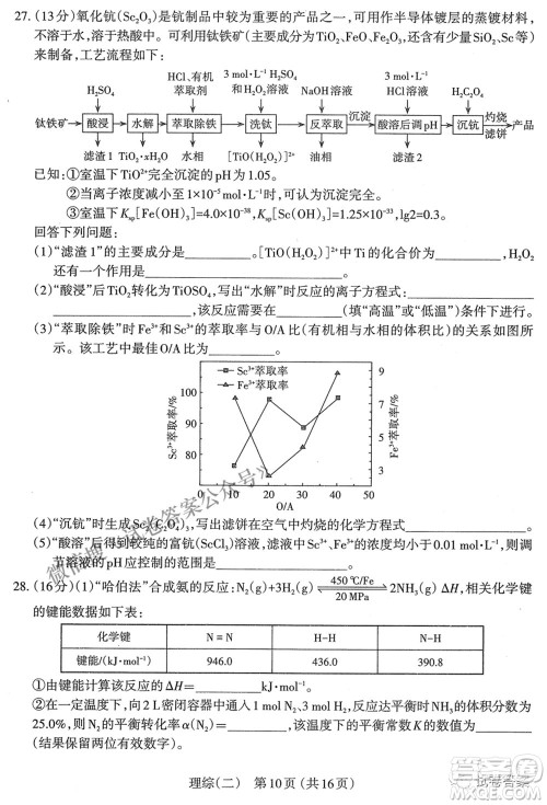 太原市2021年高三年级模拟考试二理科综合试卷及答案 太原市2021年高三年级模拟考试二理科综合试卷及答案