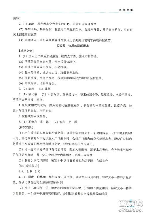 辽海出版社2021学生实验报告册九年级化学下册人教版答案 辽海出版社2021学生实验报告册九年级化学下册人教版答案