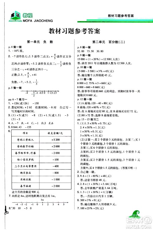 江西美术出版社2021魔法教程数学六年级下册精解版RJ人教版答案 江西美术出版社2021魔法教程数学六年级下册精解版RJ人教版答案