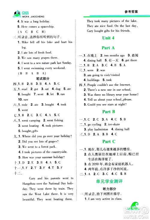 江西美术出版社2021魔法教程英语六年级下册精解版RJ人教版答案 江西美术出版社2021魔法教程英语六年级下册精解版RJ人教版答案