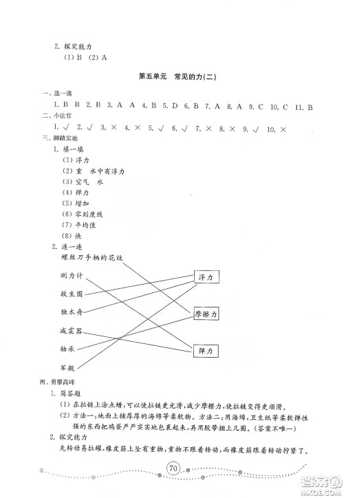 山东教育出版社2021小学科学试卷金钥匙三年级下册人教版答案