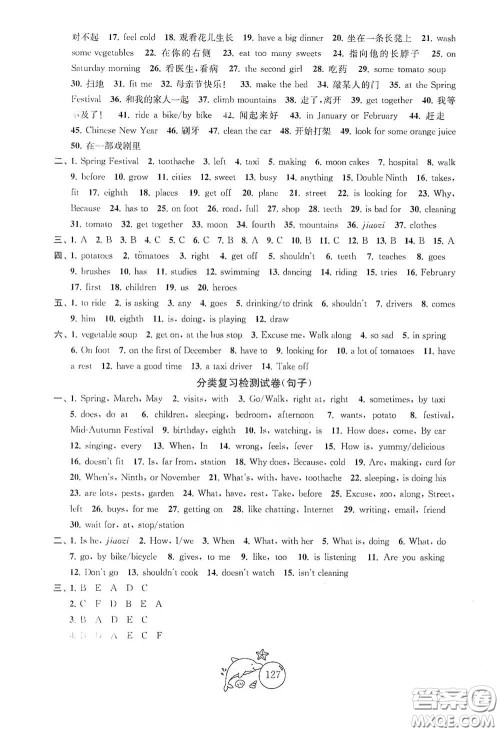 苏州大学出版社2021金钥匙1+1目标检测五年级英语下册国标江苏版答案
