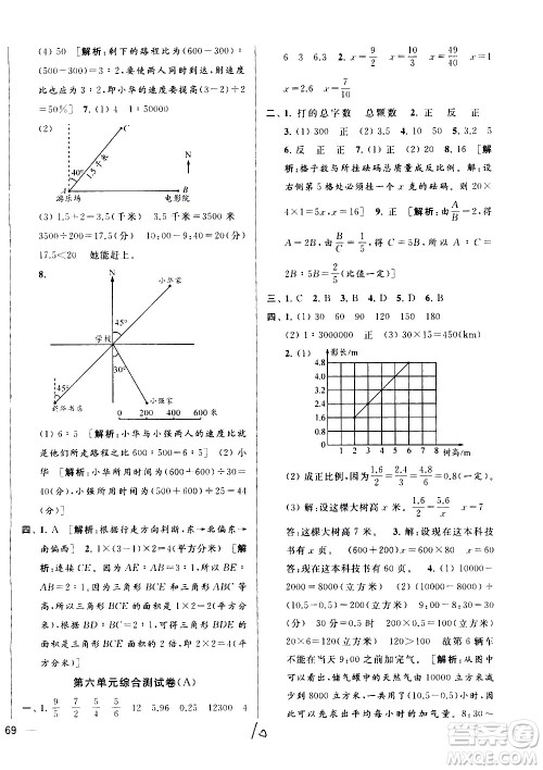 新世纪出版社2021亮点给力大试卷数学六年级下册江苏国际版答案