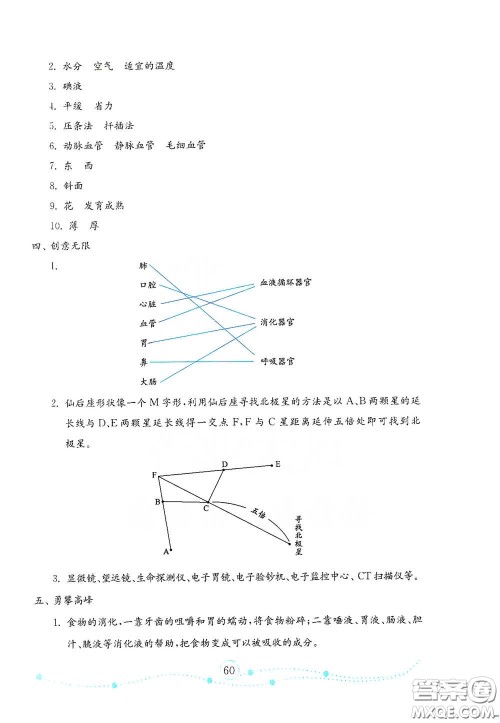 山东教育出版社2021金版小学科学试卷金钥匙五年级下册山东小学专用答案