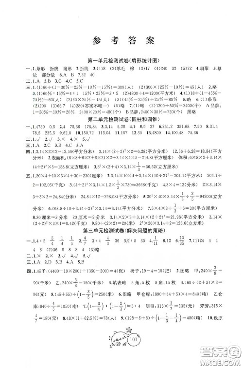 苏州大学出版社2021金钥匙1+1目标检测六年级数学下册国标江苏版答案