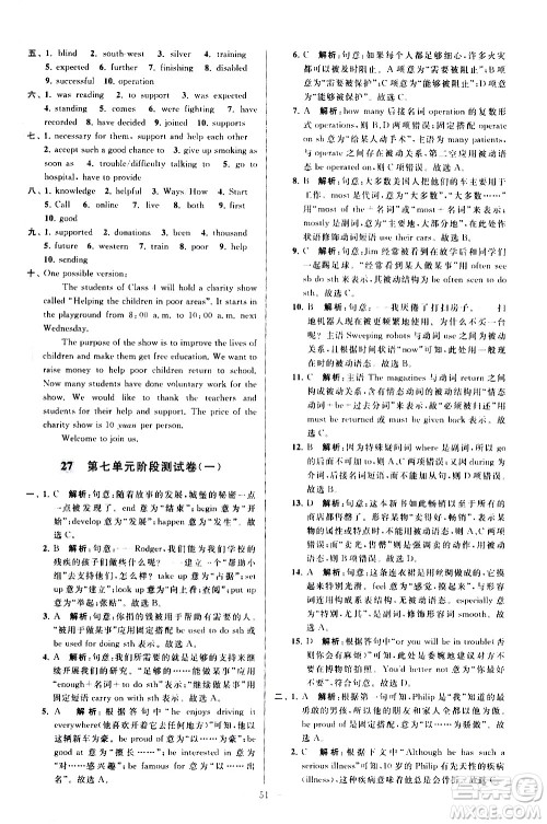 新世纪出版社2021春季亮点给力大试卷英语八年级下册江苏版答案