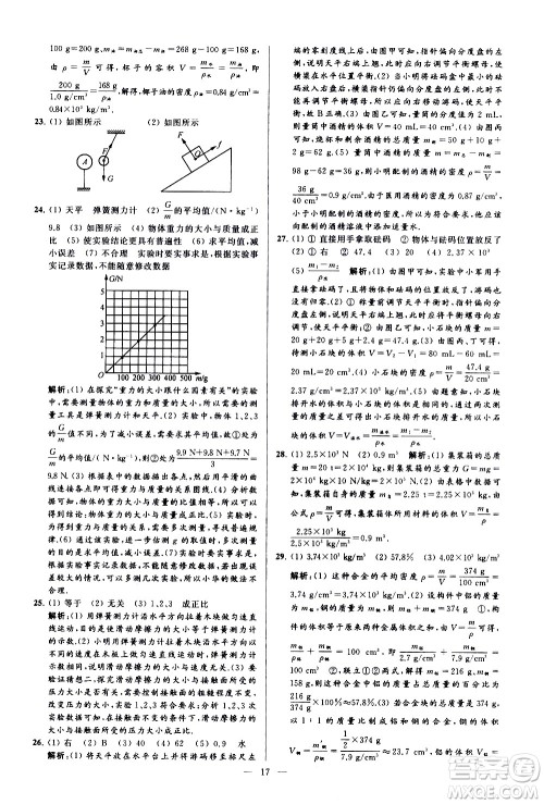 新世纪出版社2021春季亮点给力大试卷物理八年级下册江苏版答案