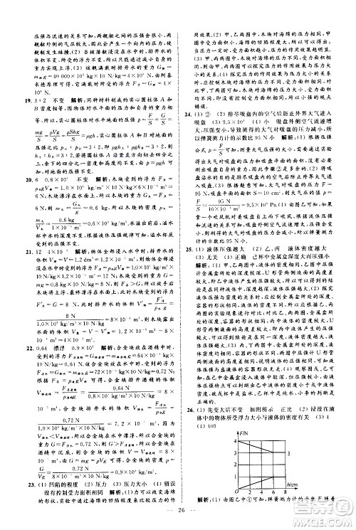 新世纪出版社2021春季亮点给力大试卷物理八年级下册江苏版答案