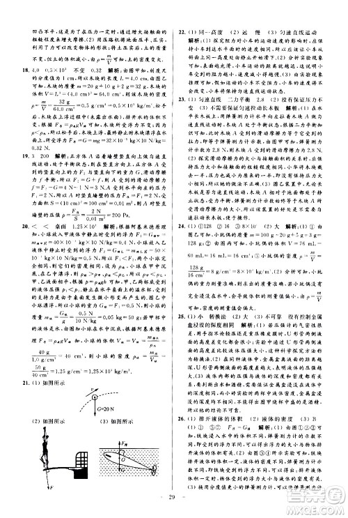 新世纪出版社2021春季亮点给力大试卷物理八年级下册江苏版答案