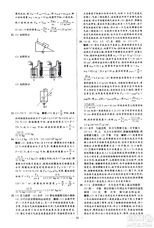 新世纪出版社2021春季亮点给力大试卷物理八年级下册江苏版答案