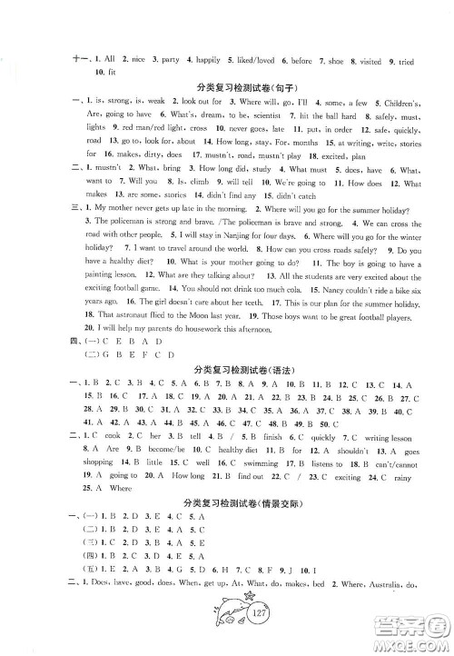 苏州大学出版社2021金钥匙1+1目标检测六年级英语下册国标江苏版答案