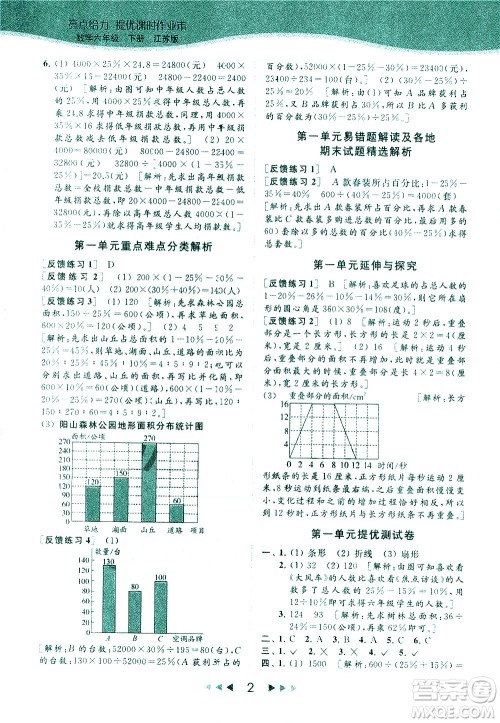 北京教育出版社2021春季亮点给力提优课时作业本数学六年级下册江苏版答案 北京教育出版社2021春季亮点给力提优课时作业本数学六年级下册江苏版答案