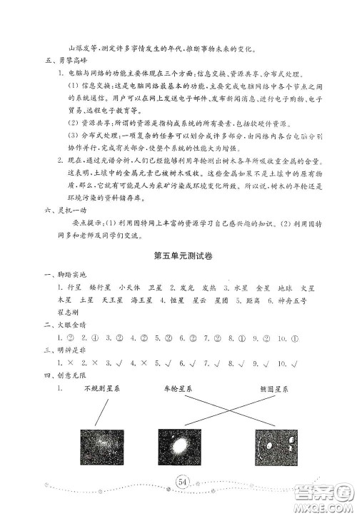 山东教育出版社2021小学科学试卷金钥匙六年级下册答案