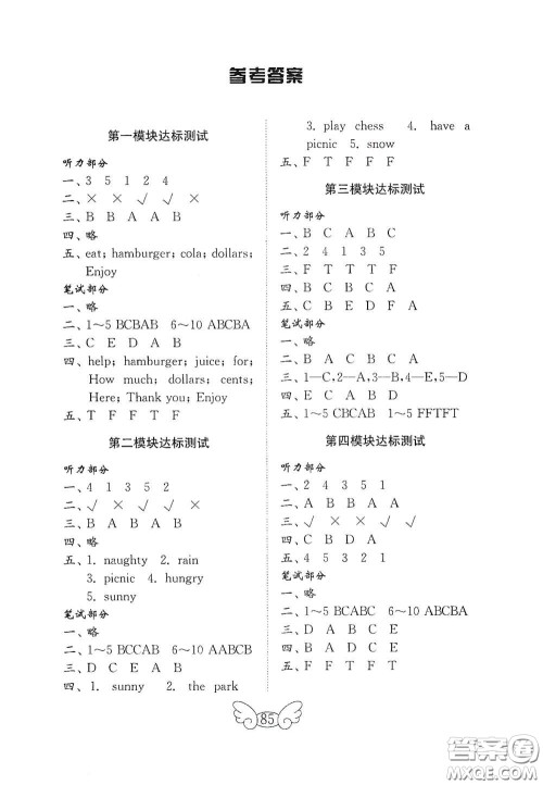 山东教育出版社2021小学英语试卷金钥匙六年级下册外研版三年级起点答案