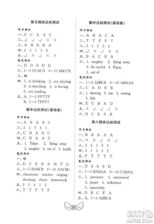 山东教育出版社2021小学英语试卷金钥匙六年级下册外研版三年级起点答案