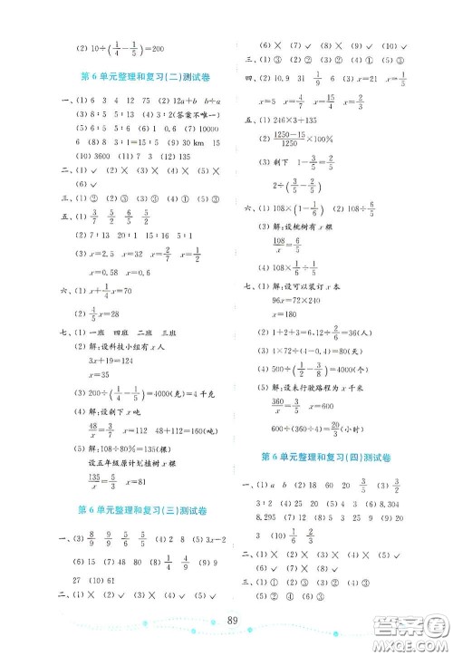 山东教育出版社2021金版小学数学试卷金钥匙六年级下册人教版山东专用答案