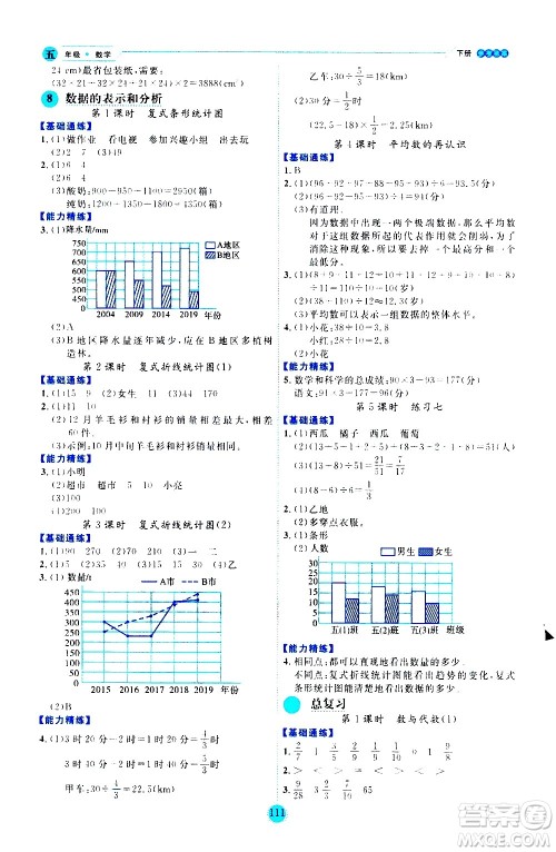 延边人民出版社2021优秀生作业本情景式阅读型练习册五年级数学下册人教版答案