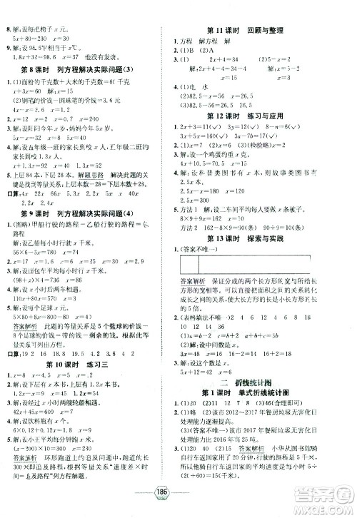 现代教育出版社2021走向优等生五年级数学下江苏版答案