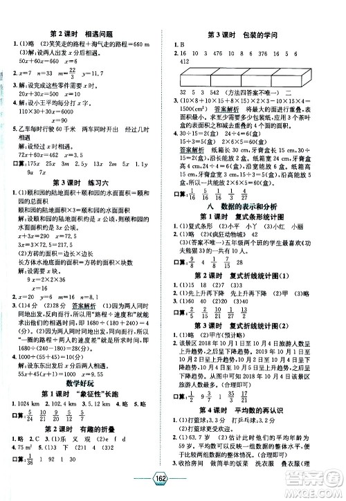 现代教育出版社2021走向优等生五年级数学下北京师大版答案
