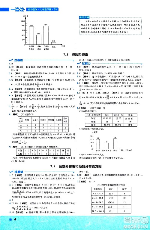 南京师范大学出版社2021版一遍过初中数学八年级下册SK苏科版答案