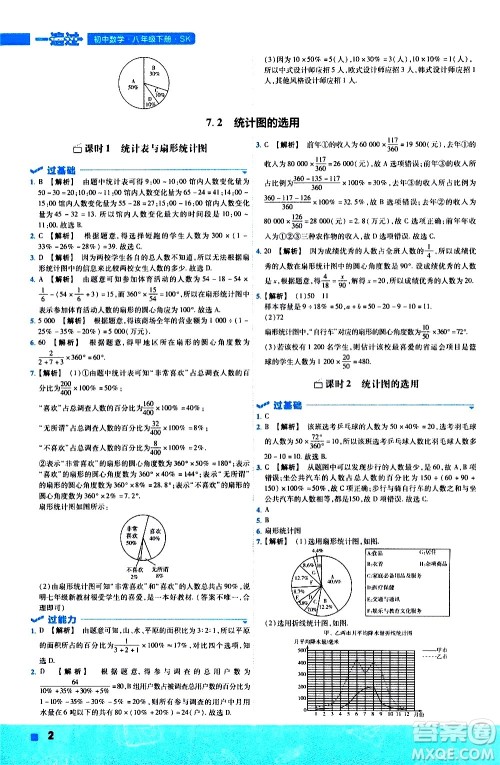 南京师范大学出版社2021版一遍过初中数学八年级下册SK苏科版答案