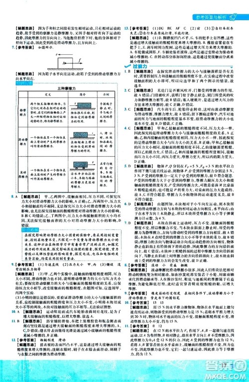 南京师范大学出版社2021版一遍过初中物理八年级下册SK苏科版答案