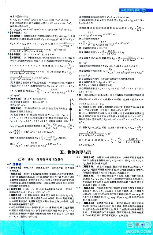 南京师范大学出版社2021版一遍过初中物理八年级下册SK苏科版答案