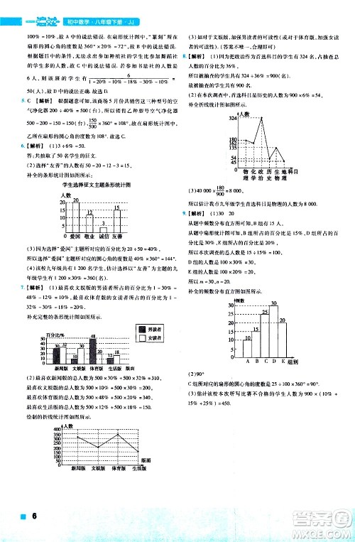 南京师范大学出版社2021版一遍过初中数学八年级下册JJ冀教版答案