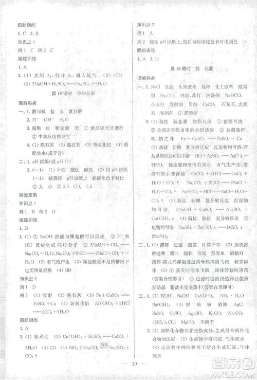 苏州大学出版社2021金钥匙1+1中考总复习化学国标全国版答案